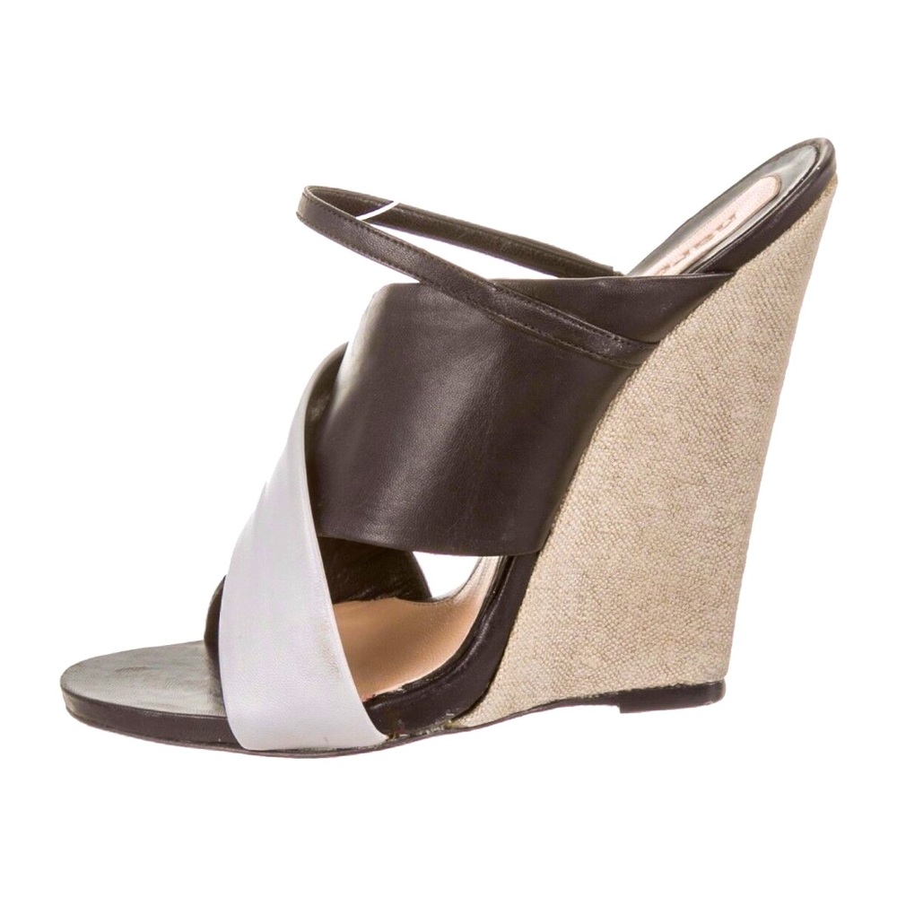 RARE Narciso Rodriguez Crossover Leather Slide Wedges